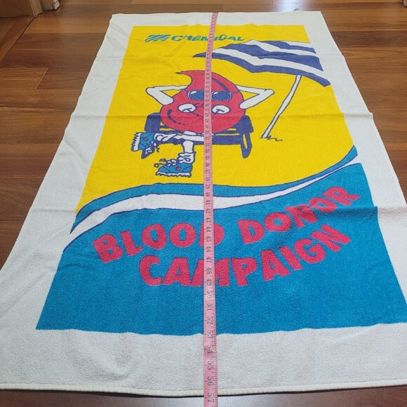 Red Cross Chemical Bank Vintage Towel Blood Donation Beach Giveaway Made USA - Picture 7 of 9